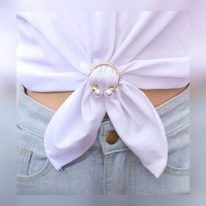 1pc Faux Pearl Decor Adjustment Buckle